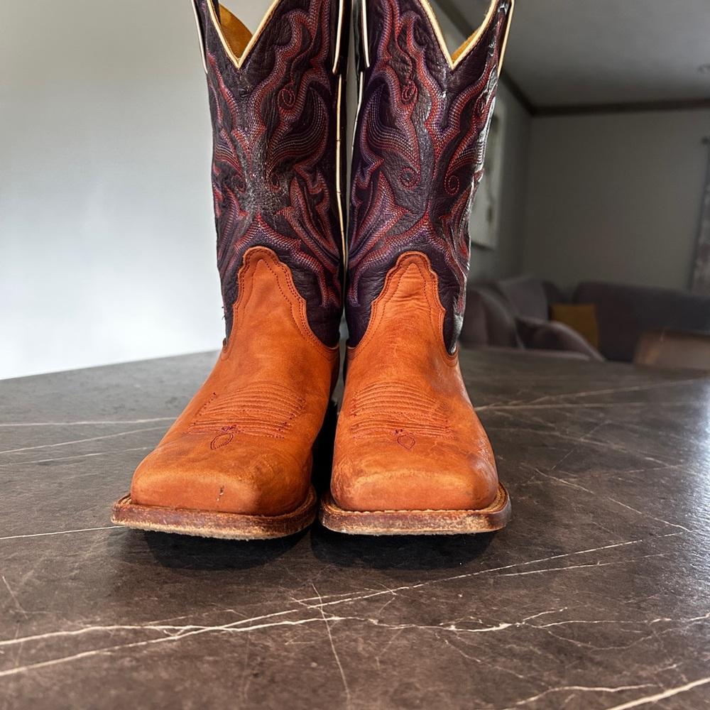 Nacona Men's Western Leather Boots - Brown and Purple